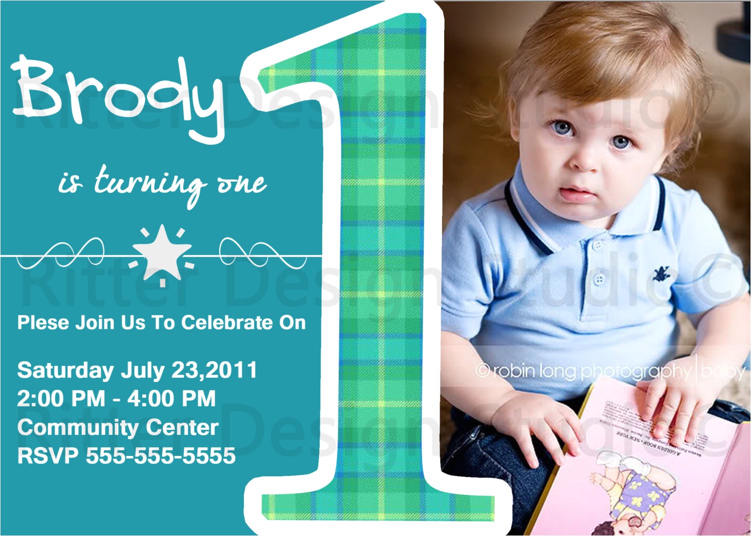 baby boy first birthday party invitation