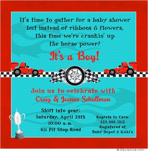 race car shower invitation