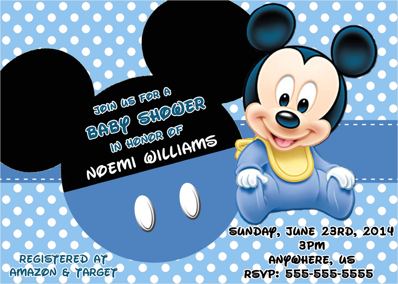 baby mickey mouse baby shower invitation