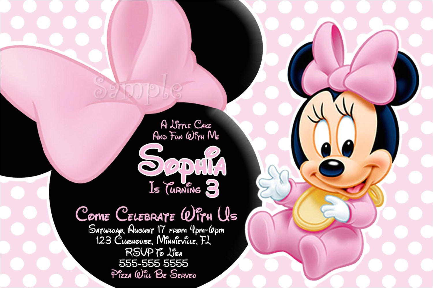 free printable baby minnie mouse invitations