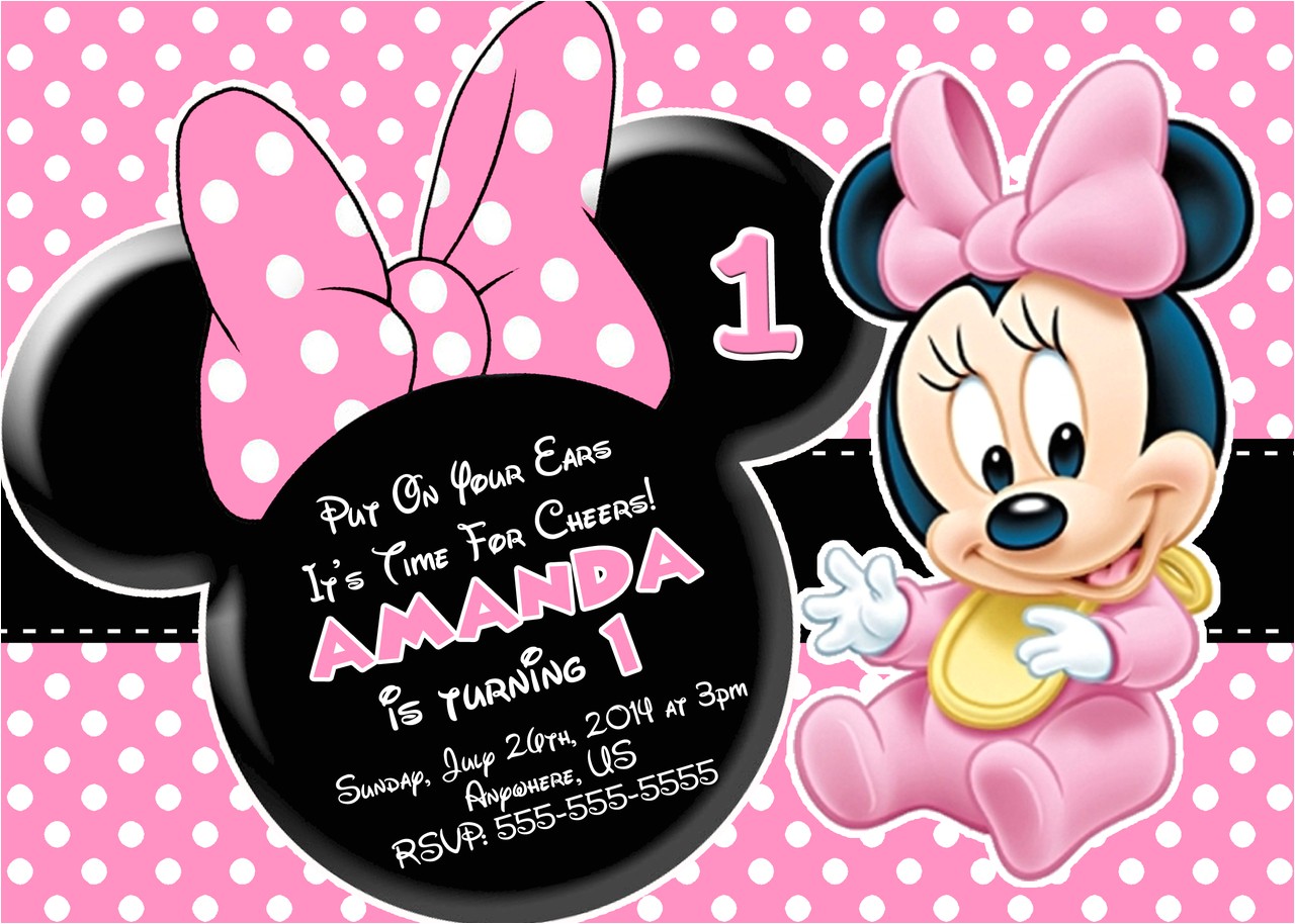 minnie mouse first birthday invitations