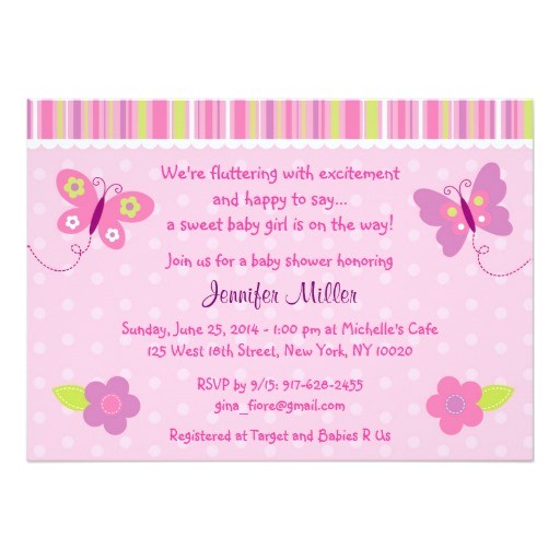 baby girl butterfly baby shower invitations
