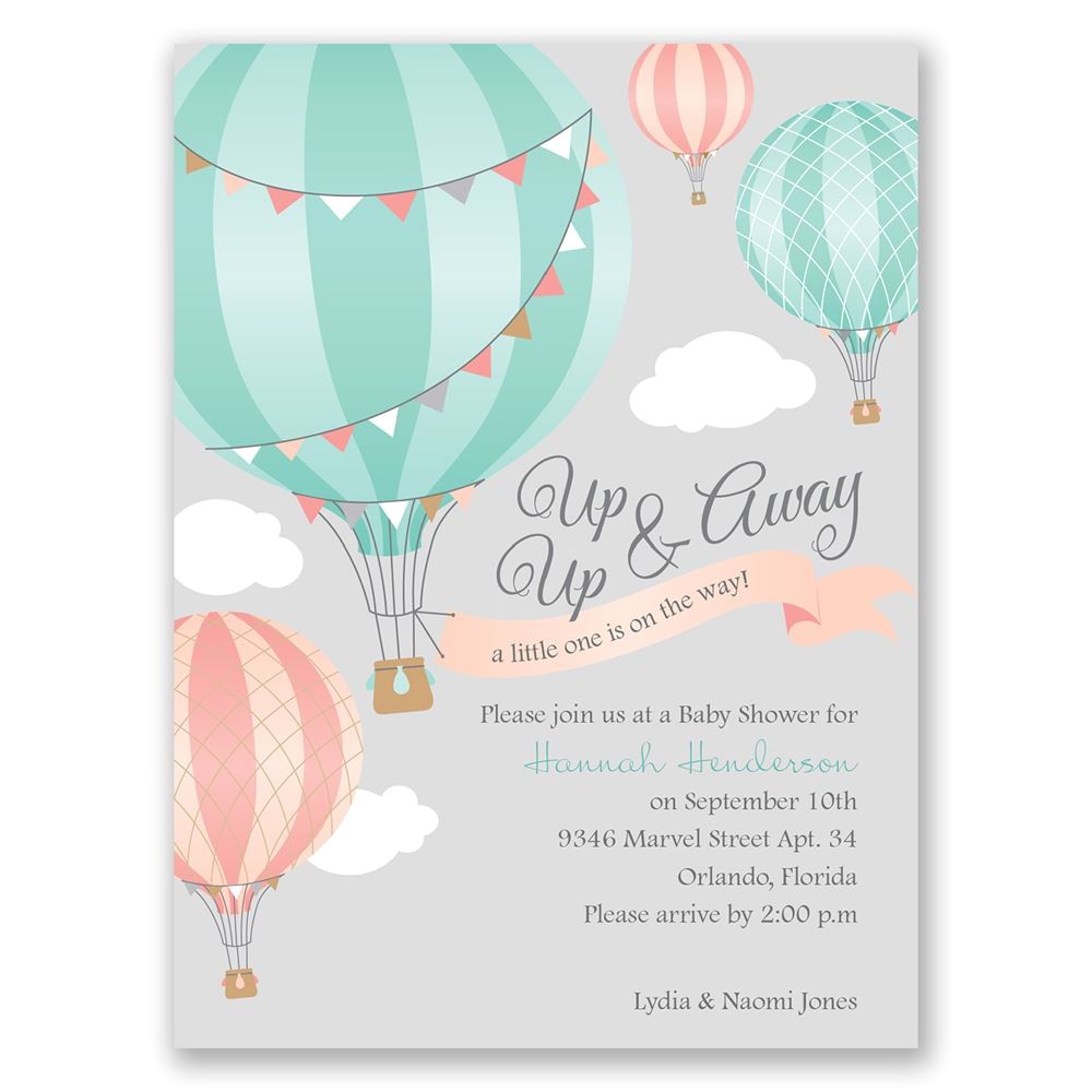 up up away petite baby shower invitation