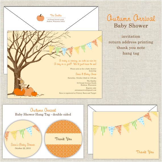 autumn arrival baby shower invitation in
