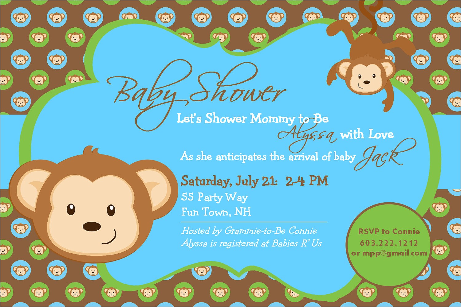 baby shower invitation monkey printable