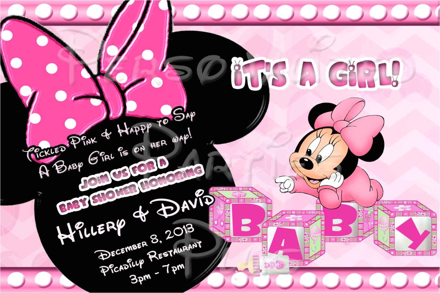 baby minnie mouse baby shower invitation