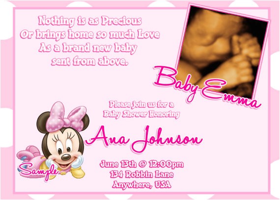 minnie mouse baby shower invitations