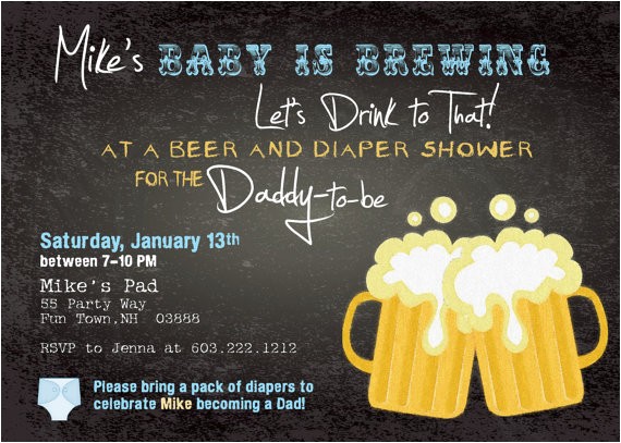 beer and diapers baby shower invitation
