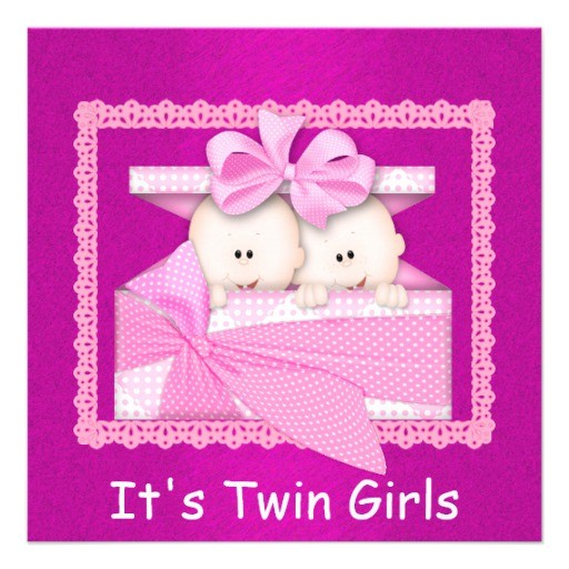 twin girls pink baby shower invitations