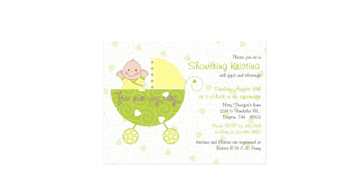 baby shower invitation for gender unknown carriage