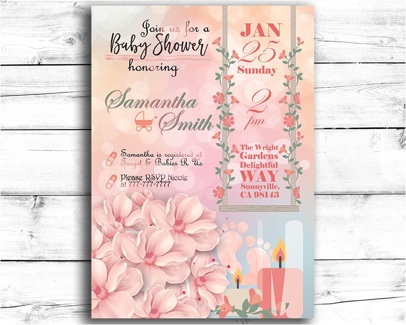 garden party themed printable baby shower invitation