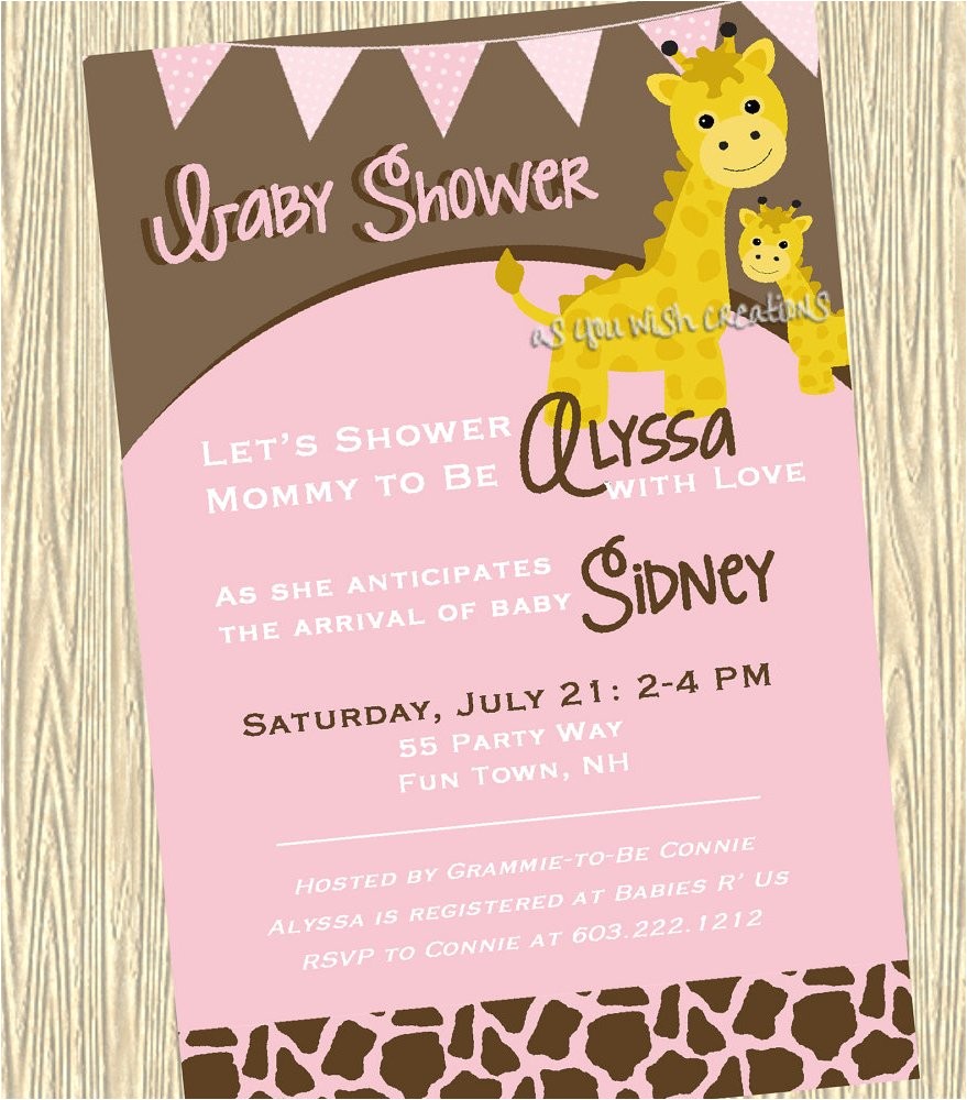 cute giraffe baby shower invitations