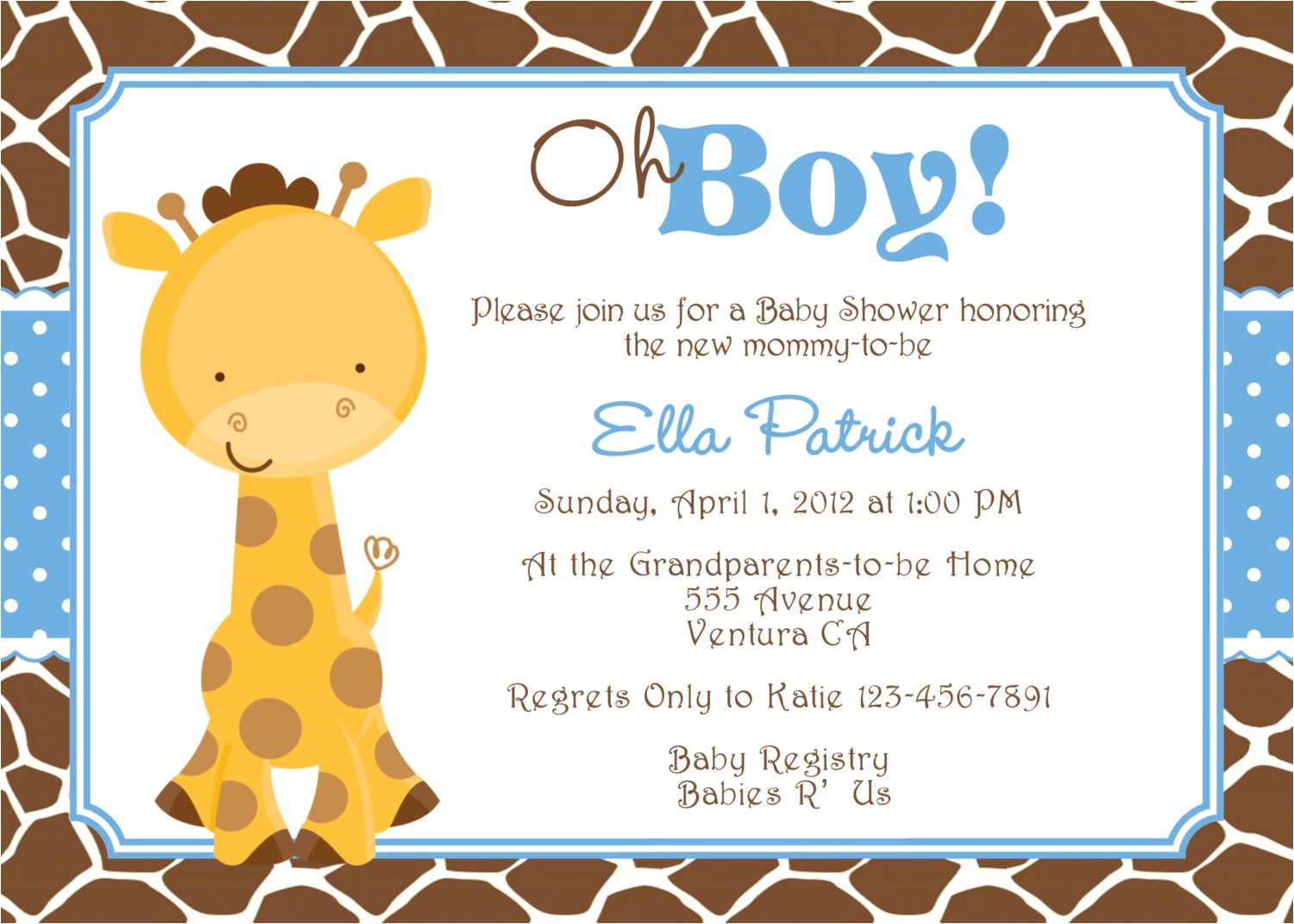 giraffe baby shower invitation baby