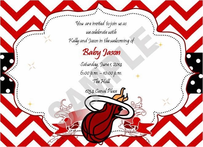 miami heat theme baby shower invitations