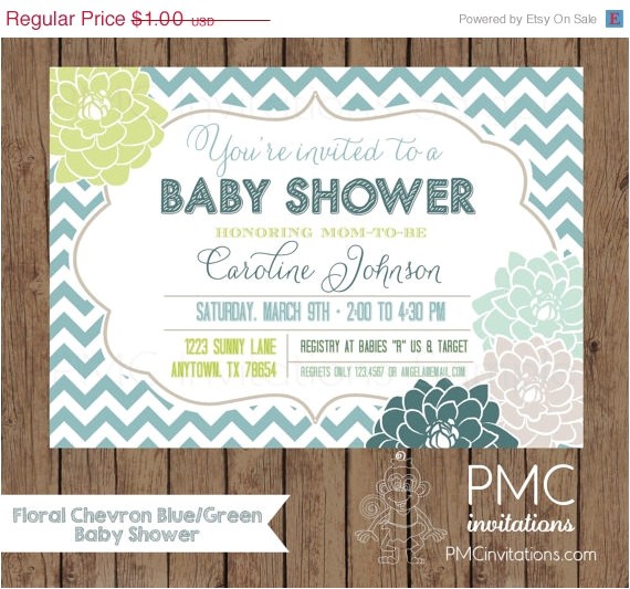 custom printed chevron floral baby shower