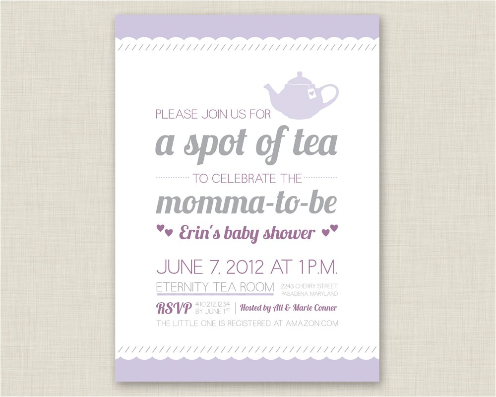tea party invitation baby shower