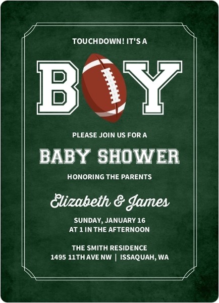 its a boy football baby shower invitation