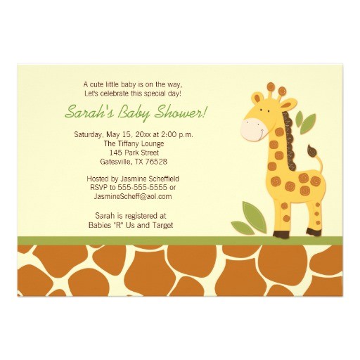 giraffe adventure 5x7 baby shower invitation