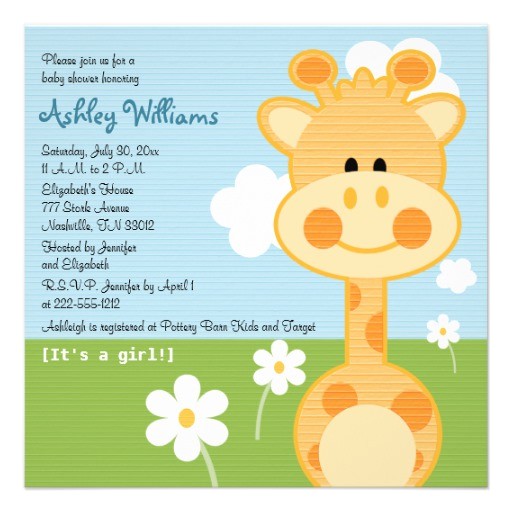giraffe baby shower invitations