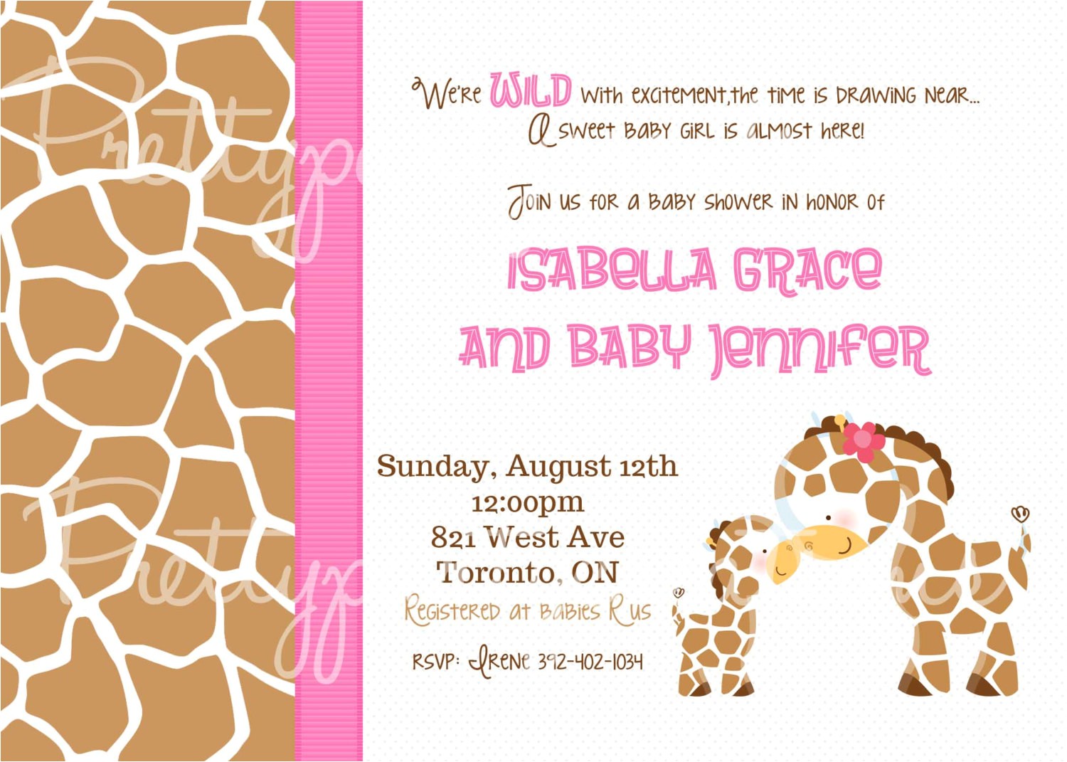baby giraffe baby shower invitation you