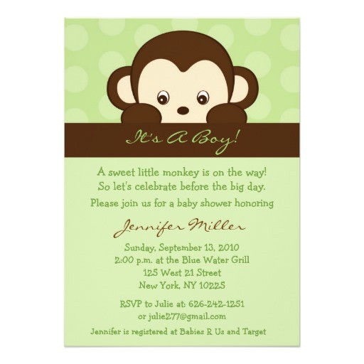 mod pop monkey custom baby shower invitations