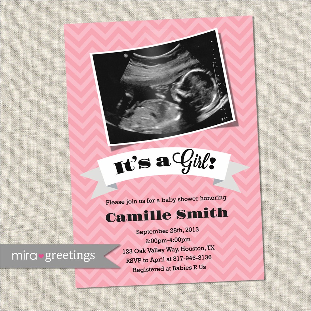 ultrasound baby shower invitation girl