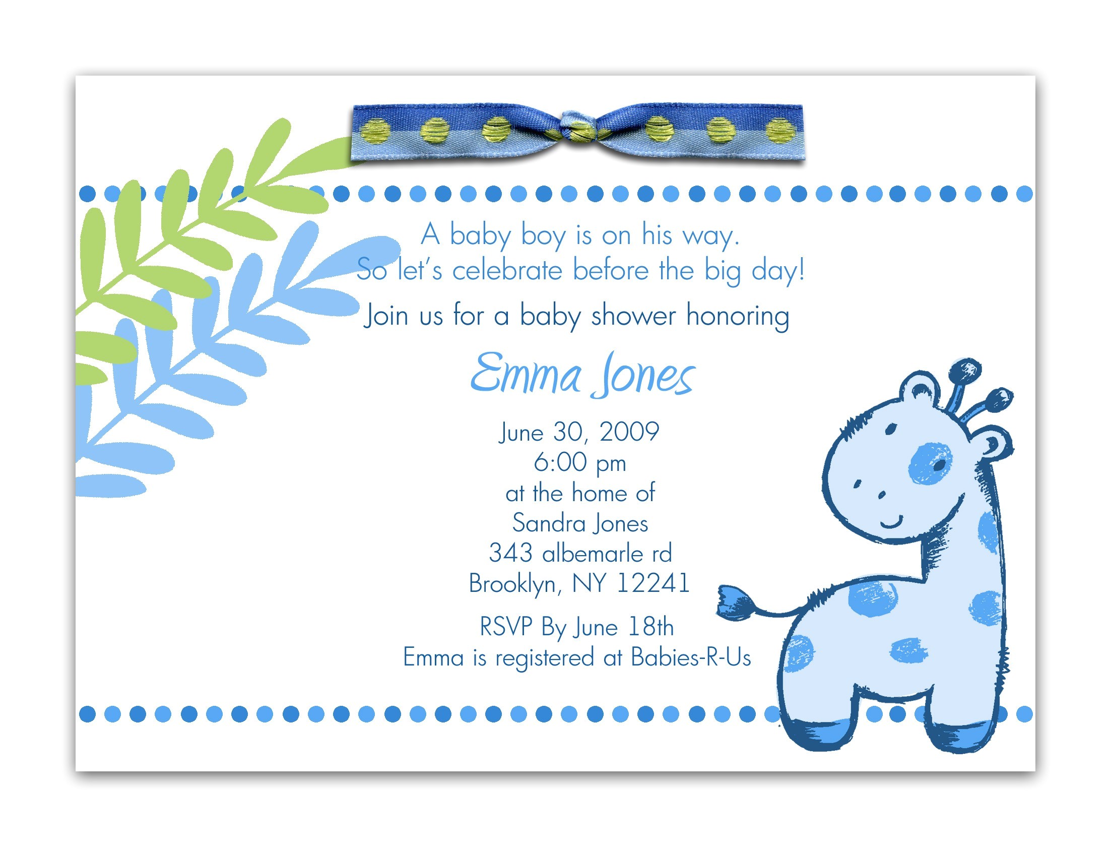 baby shower invitation wording for a boy