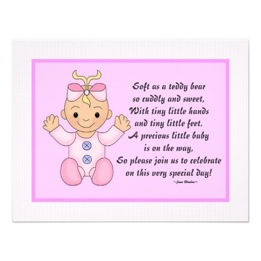 Baby Shower Invite Poem Girl Personalized Baby Shower Invitations Baby Girl 4 25" X 5 5