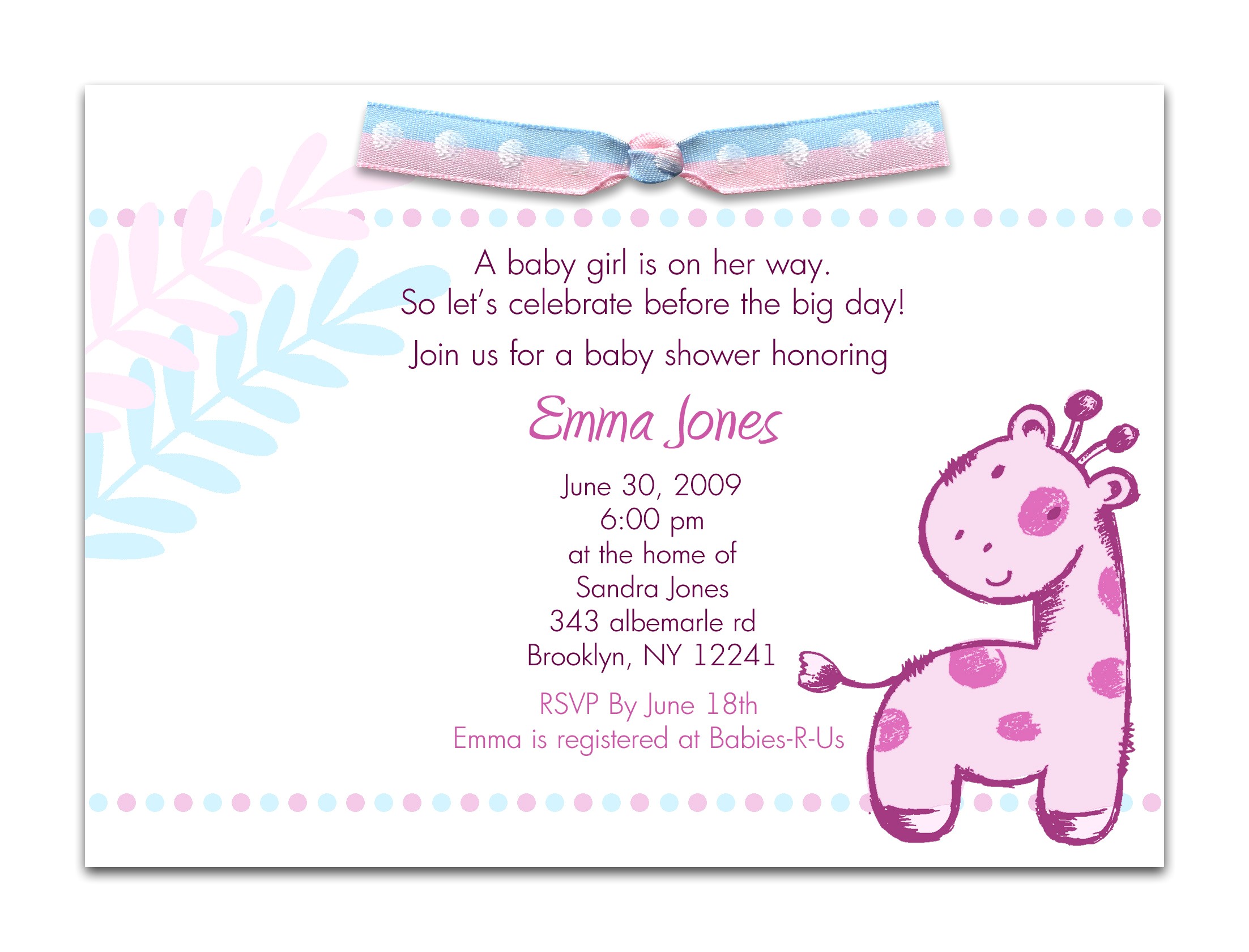 text for baby shower invite