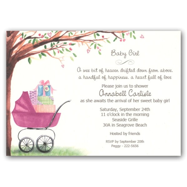 Foliage Girl Carriage Baby Shower Invitations Clearance p 240 BBGIB