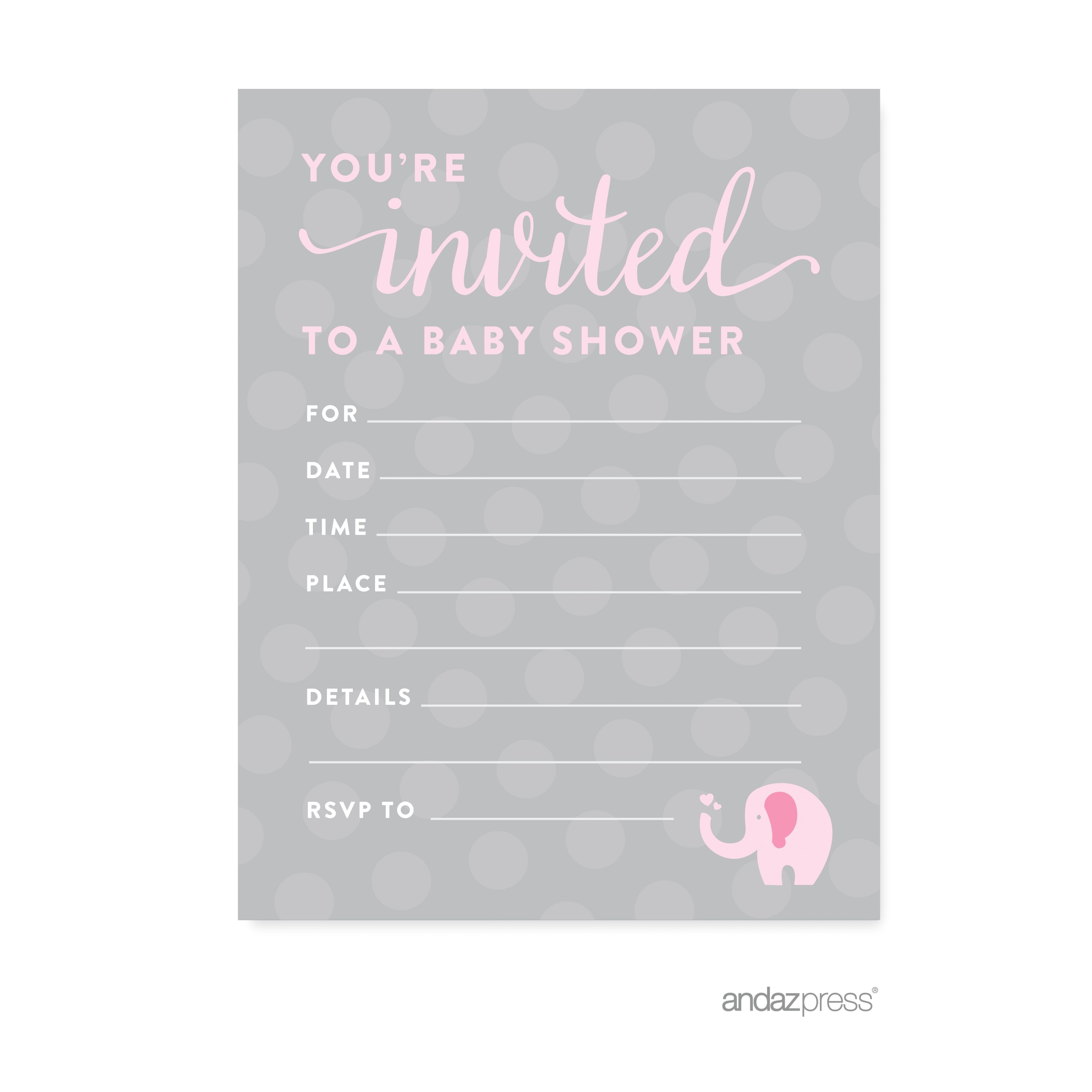 baby shower invites nz good ideas 4 girl elephant baby shower party blank invitations 20 pack walmart