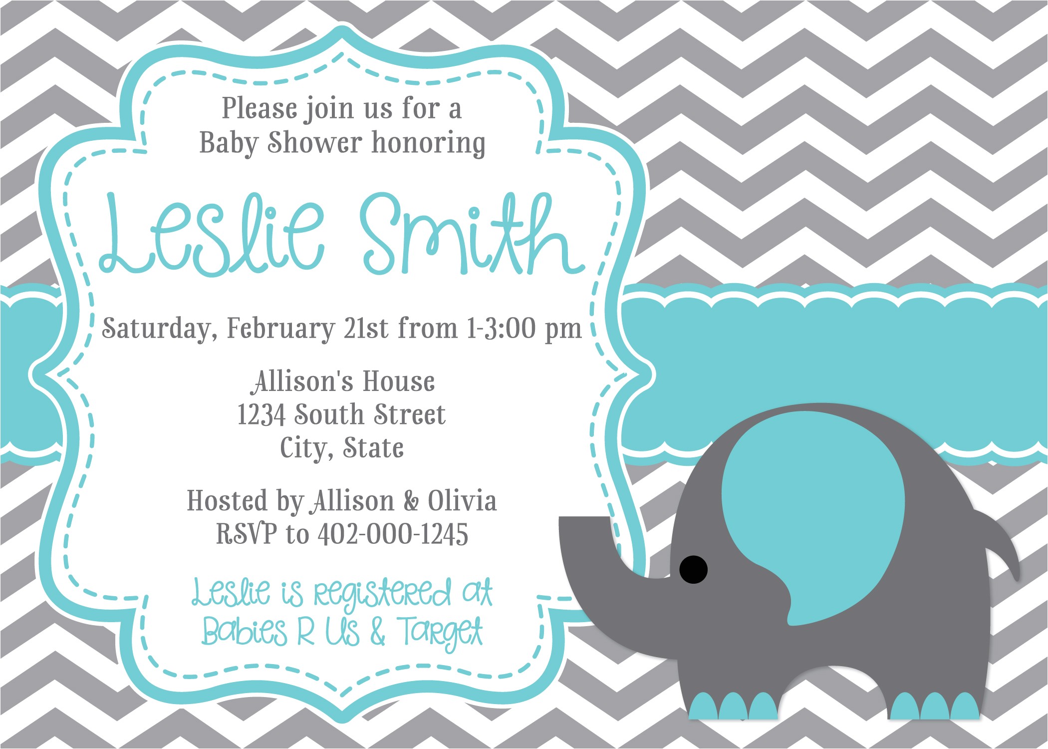 baby shower invitations elephant