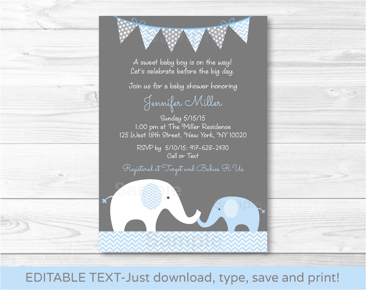 elephant baby shower invitation