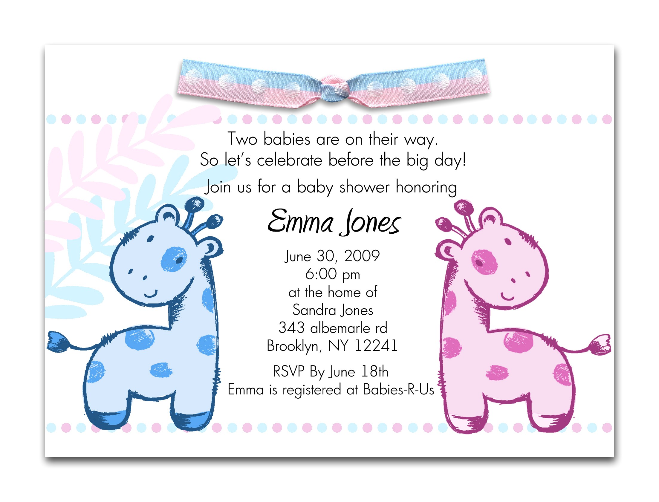 printable baby shower invitations twins