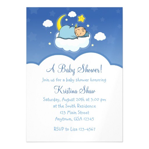 blue cloud boy baby shower magnetic invitations