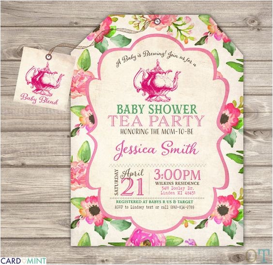 tea party baby shower invitations