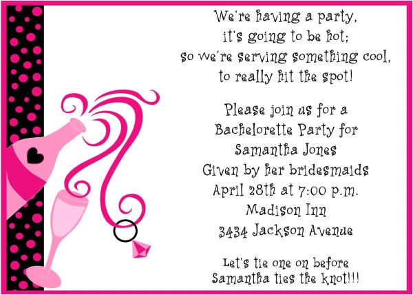 bachelorette party invitation wording