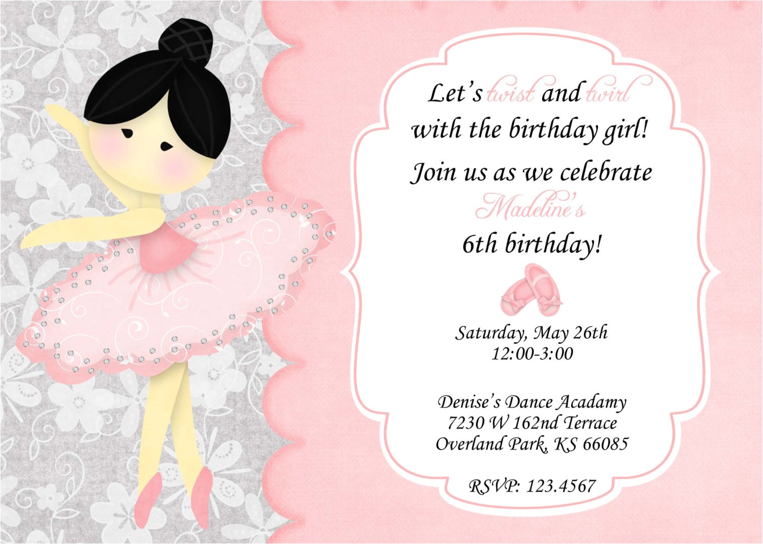 ballerina birthday invitation