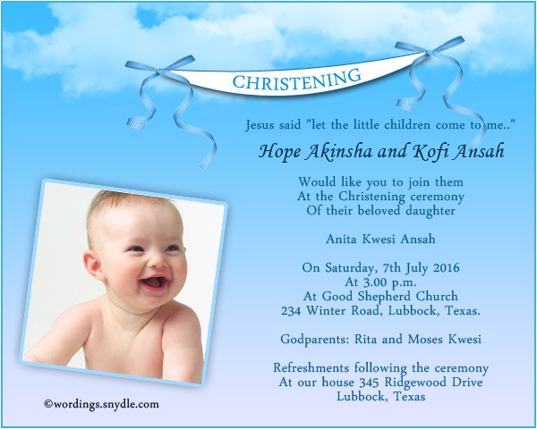 christening invitation wording
