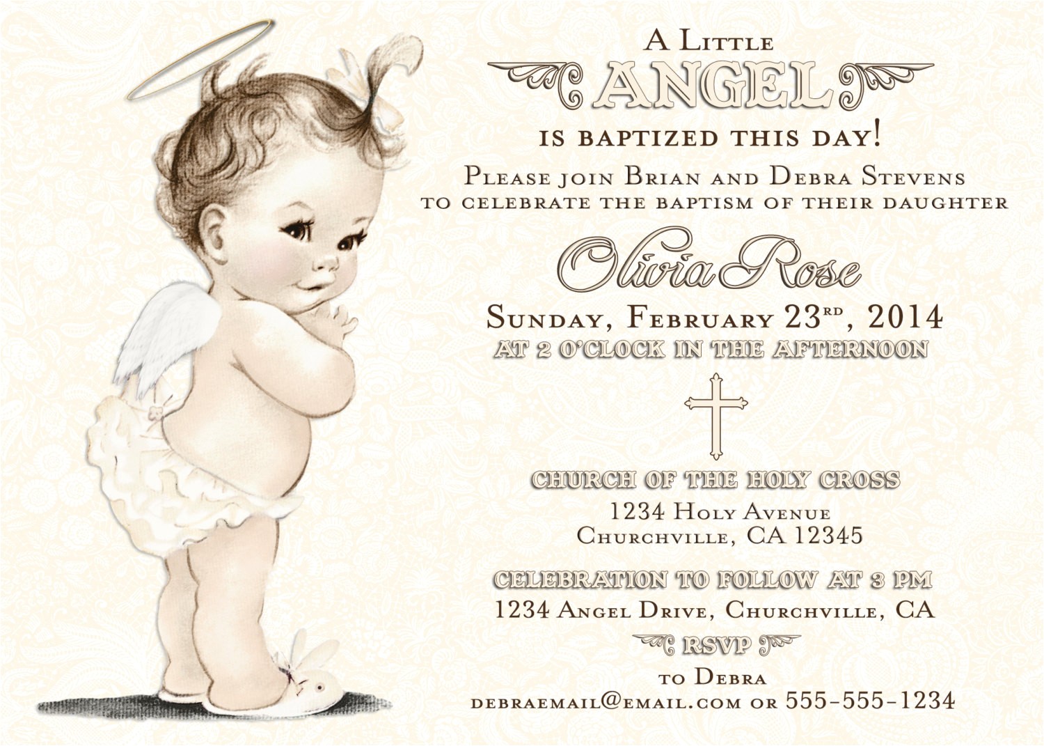 baptism invitation for girl christening