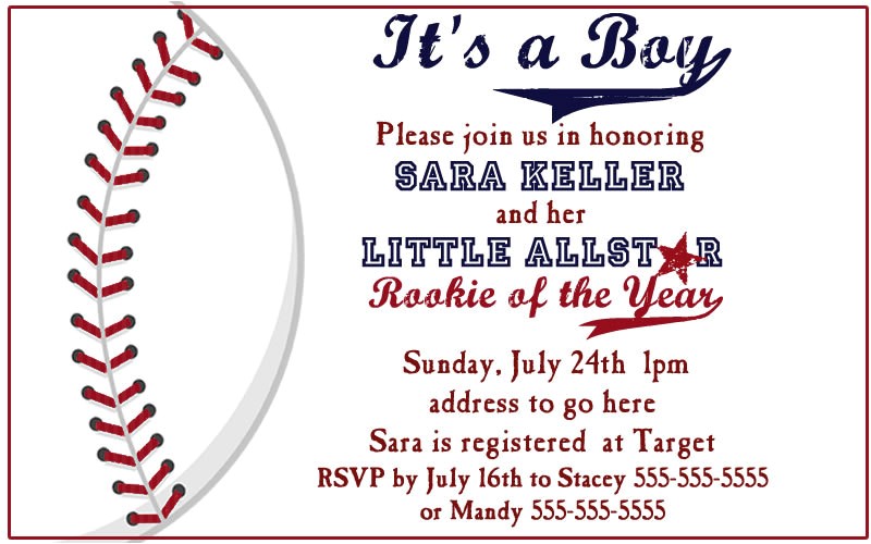 baseball baby shower invitations