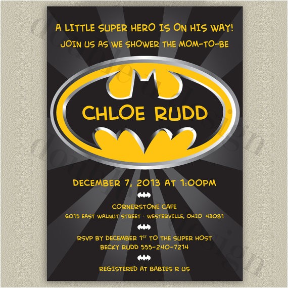 batman printable baby shower invitation