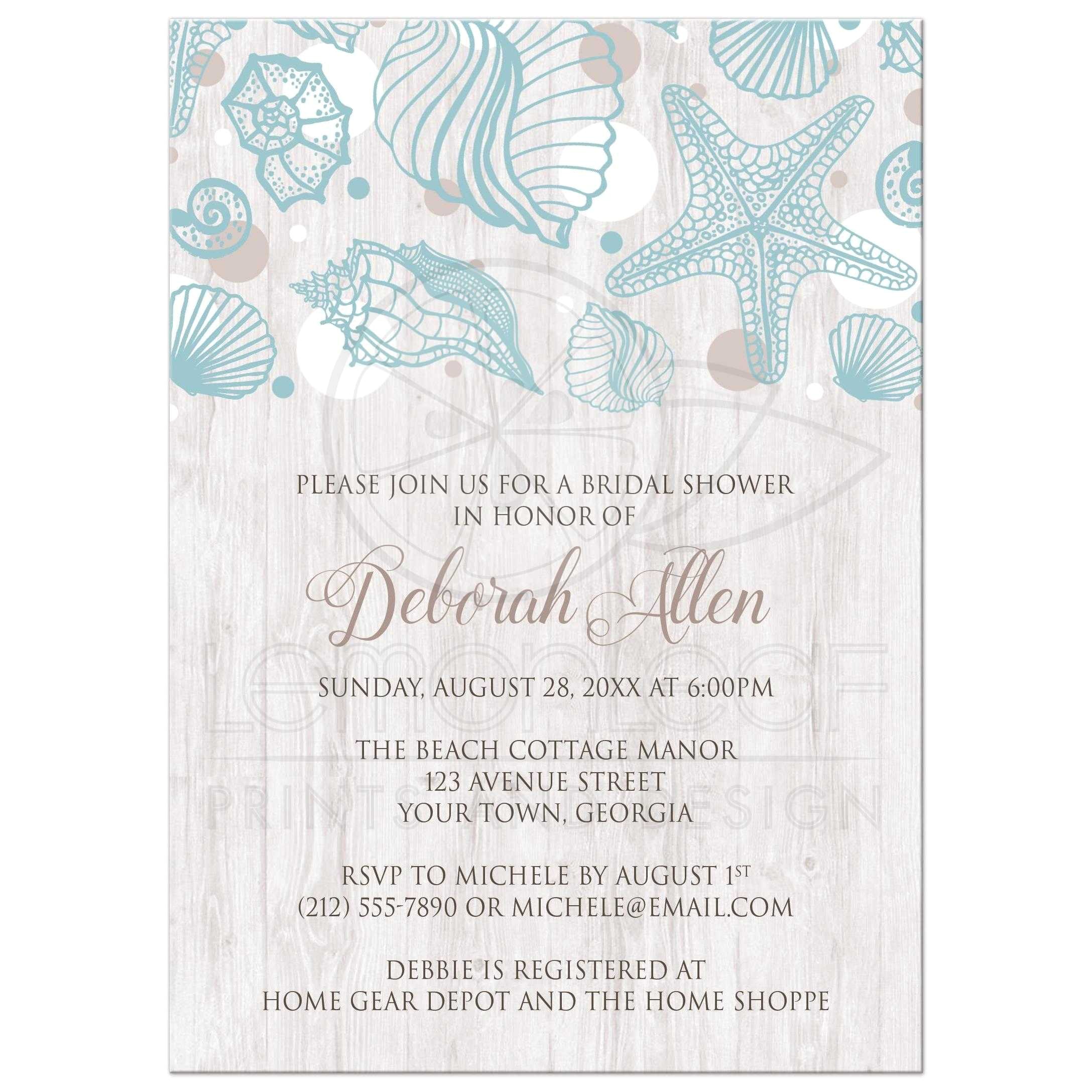 beach themed bridal shower invitation wording