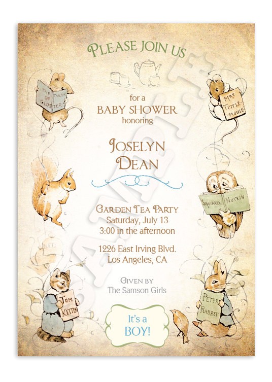 Beatrix Potter Baby Shower Invitations Beatrix Potter Baby Shower Invitation