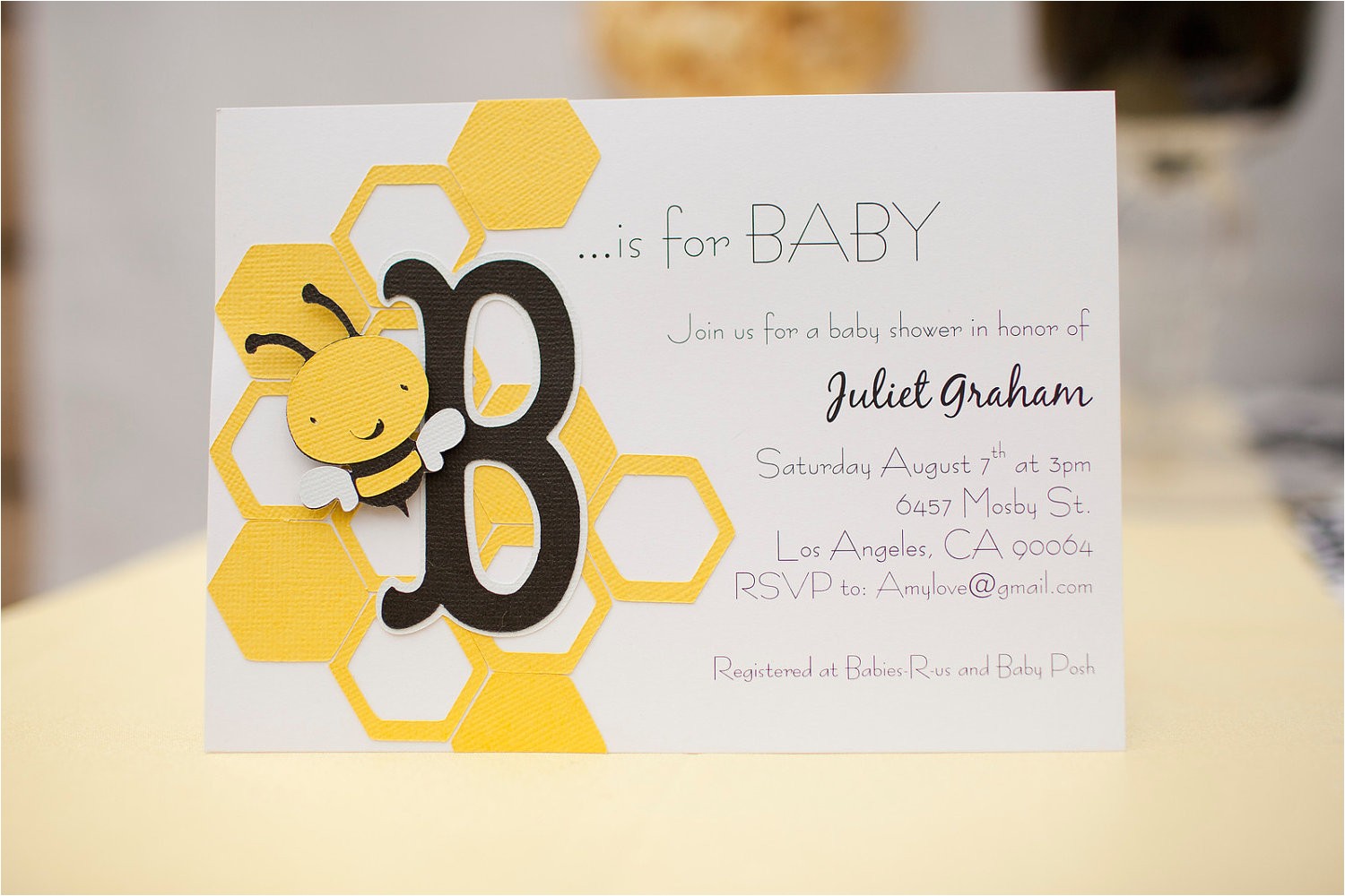 bee themed baby shower invitations