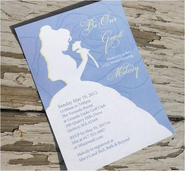 disney beauty and the beast belle bridal shower invitation custom printable pdf