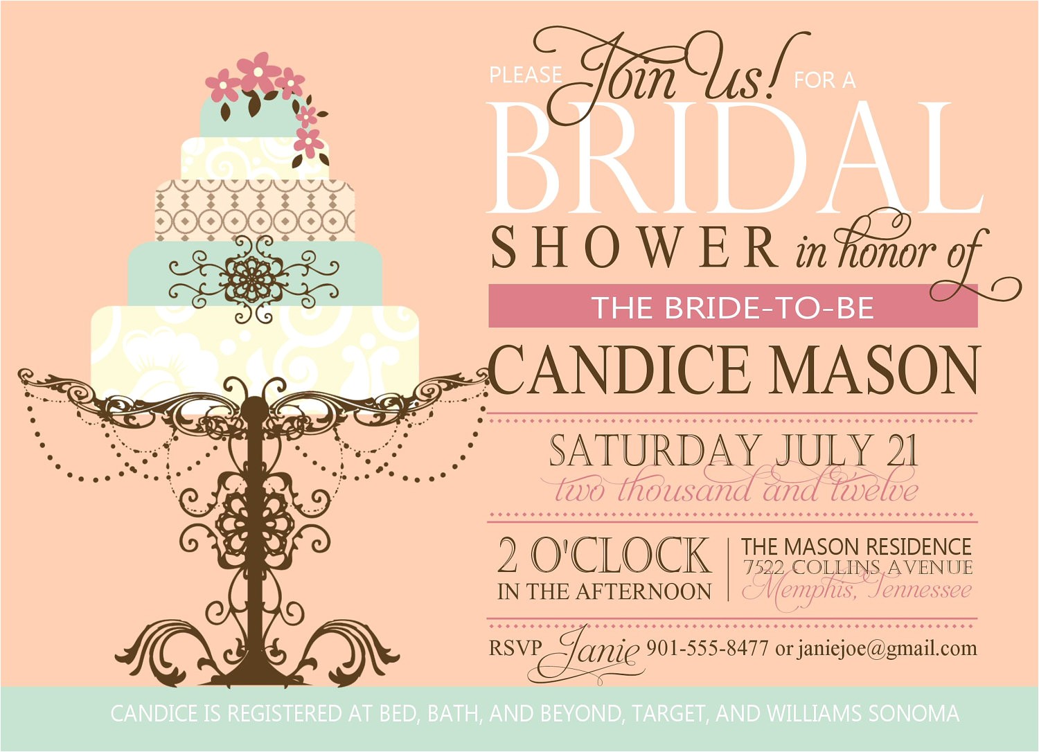 bridal shower invitation custom