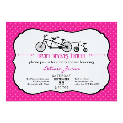 tandem bicycle girl baby shower invitation