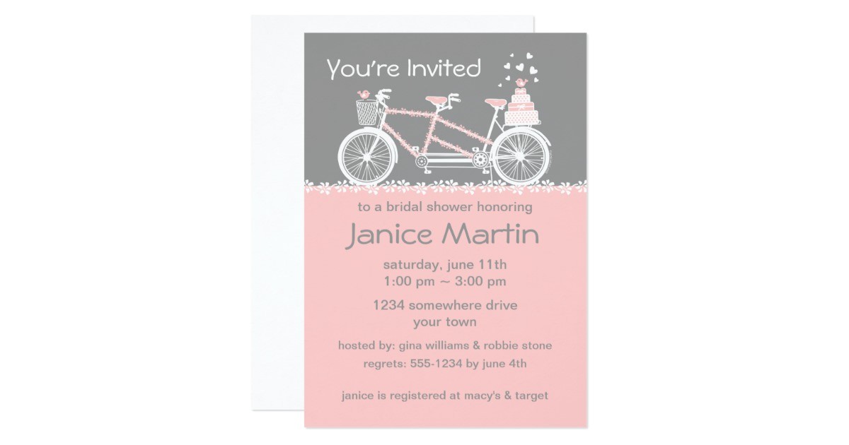 tandem bicycle wedding shower invitation 161949153921782841