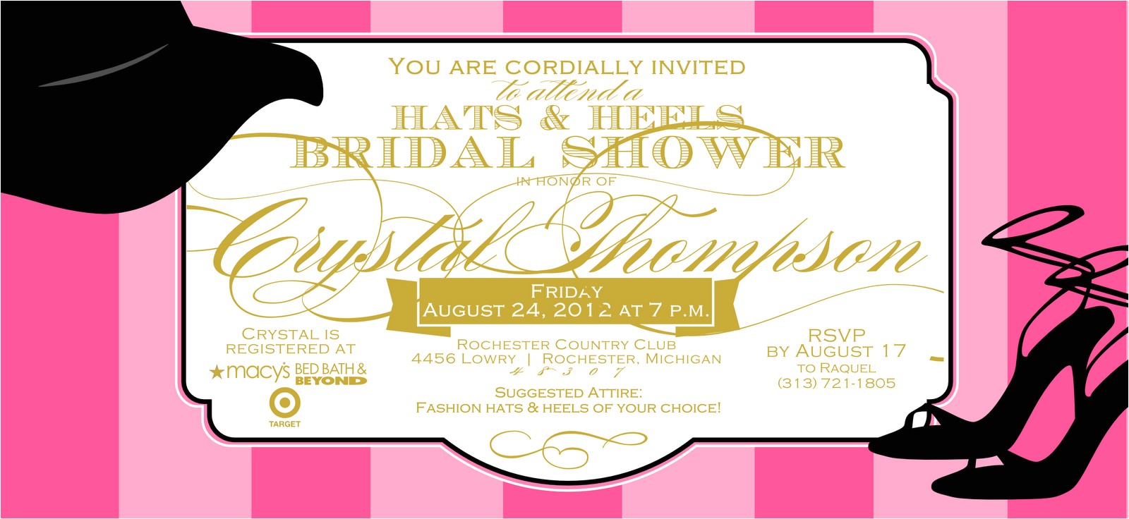 bridal shower invitations hat theme